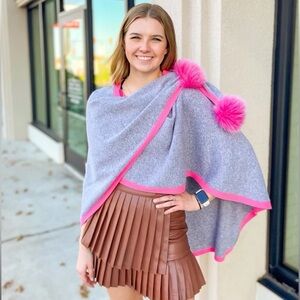 Wool Wrap with Faux Fur Accents